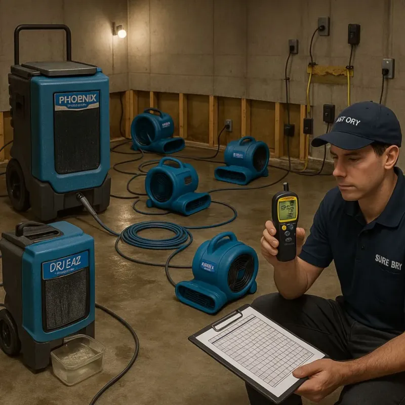 Structural Drying and Dehumidification process in Cadillac, MI